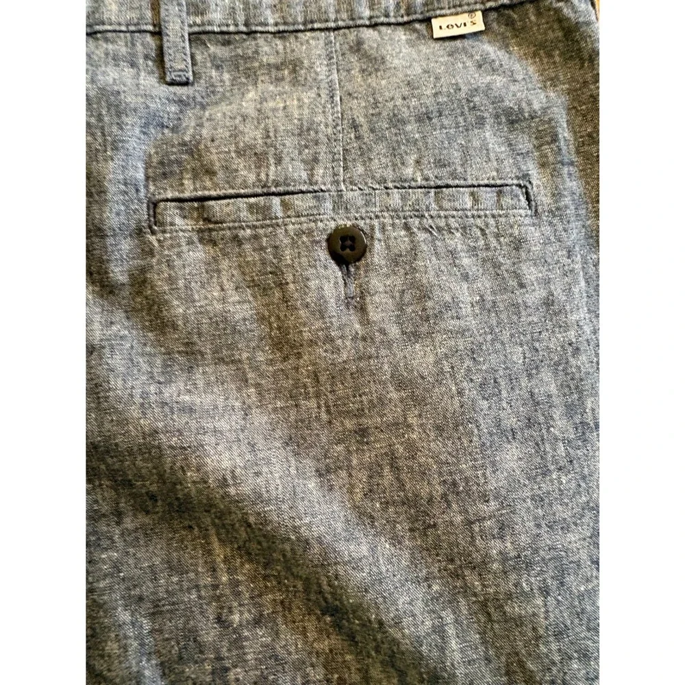 Levis Mens Blue‎ Linen Cotton Blend Flat Front Shorts Size 36 Preppy